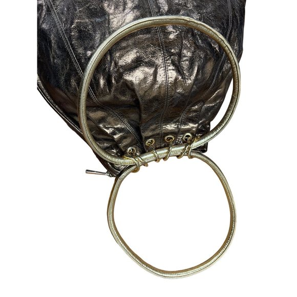Trina Turk Gold Metallic Leather Handbag Shoulder Bag - Picture 2 of 7
